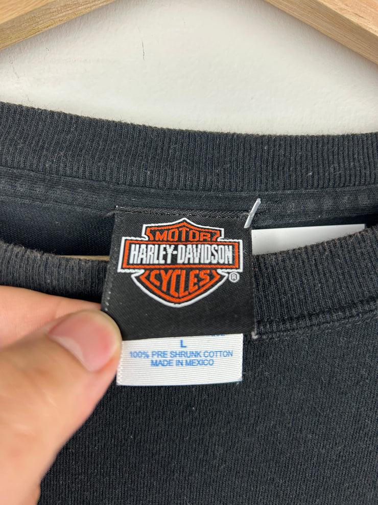 Vintage Harley Davidson Flames London Ontario Black Long Sleeve