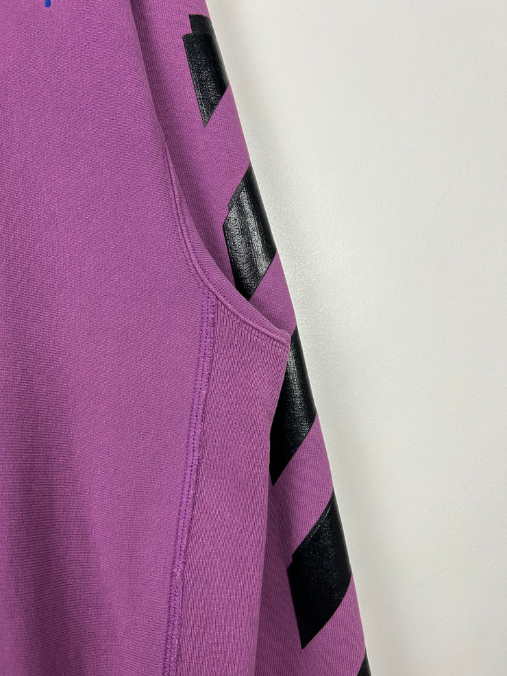 Off White Champion Diagonal Arrows Purple Hoodie