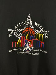 Vintage 90s NBA Logo Athletic All Star Weekend New York Embroidered Black Crewneck