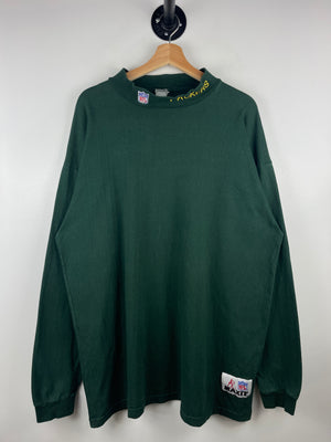 Vintage 90s NFL Green Bay Packers Green Mock Neck Long Sleeve