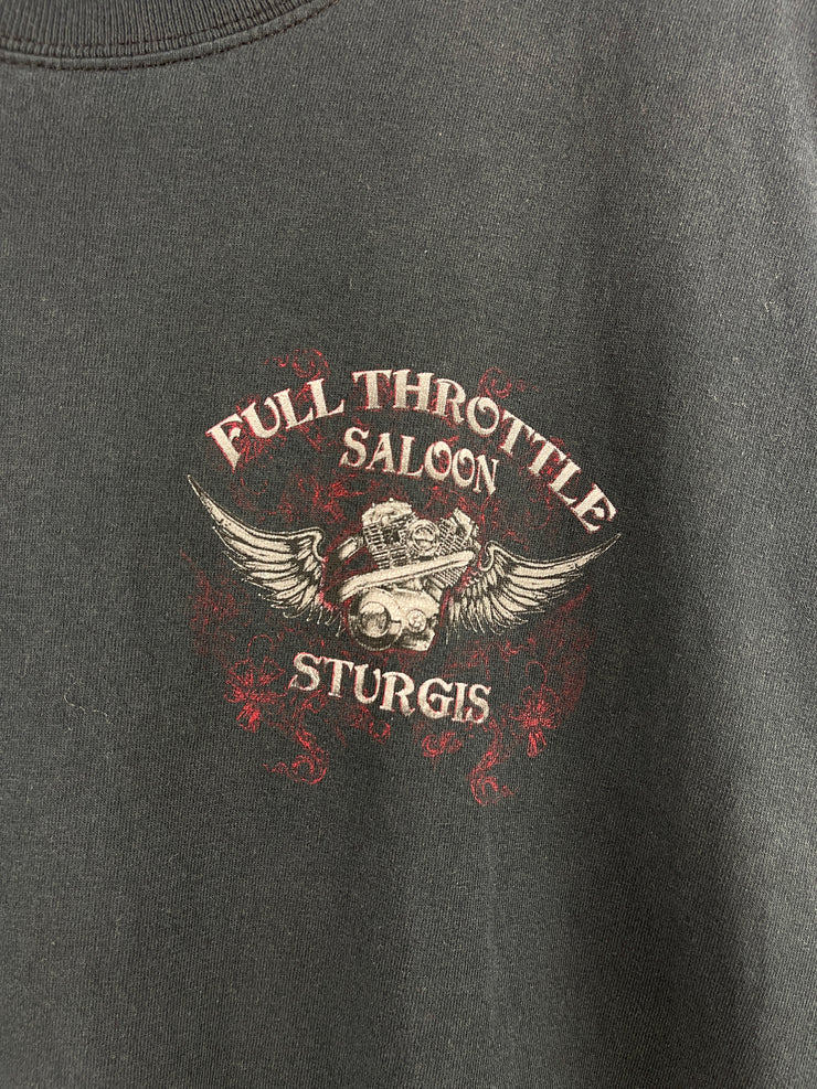 Vintage Sturgis Full Throttle Saloon Black Cut Off Tank Top