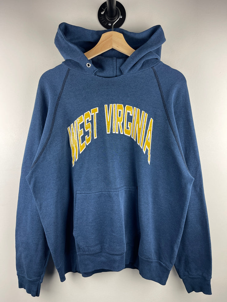 Vintage 80s West Virginia Arc Logo Spellout Navy Hoodie