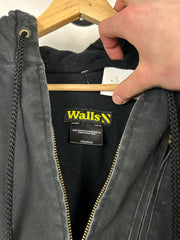 Vintage Walls Faded Black Fleece Lined Hooded Work Jacket