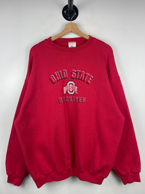 Vintage 90s Ohio State Buckeyes Embroidered Red Crewneck