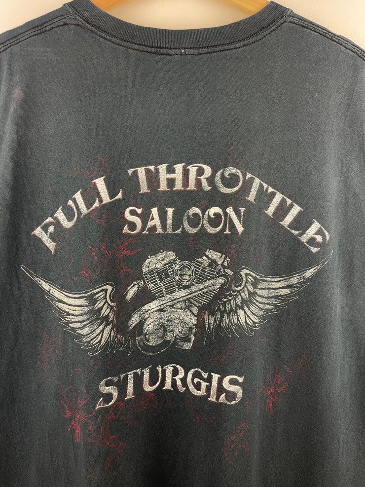 Vintage Sturgis Full Throttle Saloon Black Cut Off Tank Top