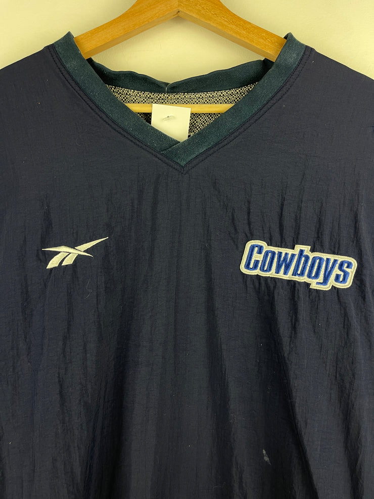 Vintage 90s NFL Reebok Dallas Cowboys Grey & Navy Reversible Pullover Windbreaker