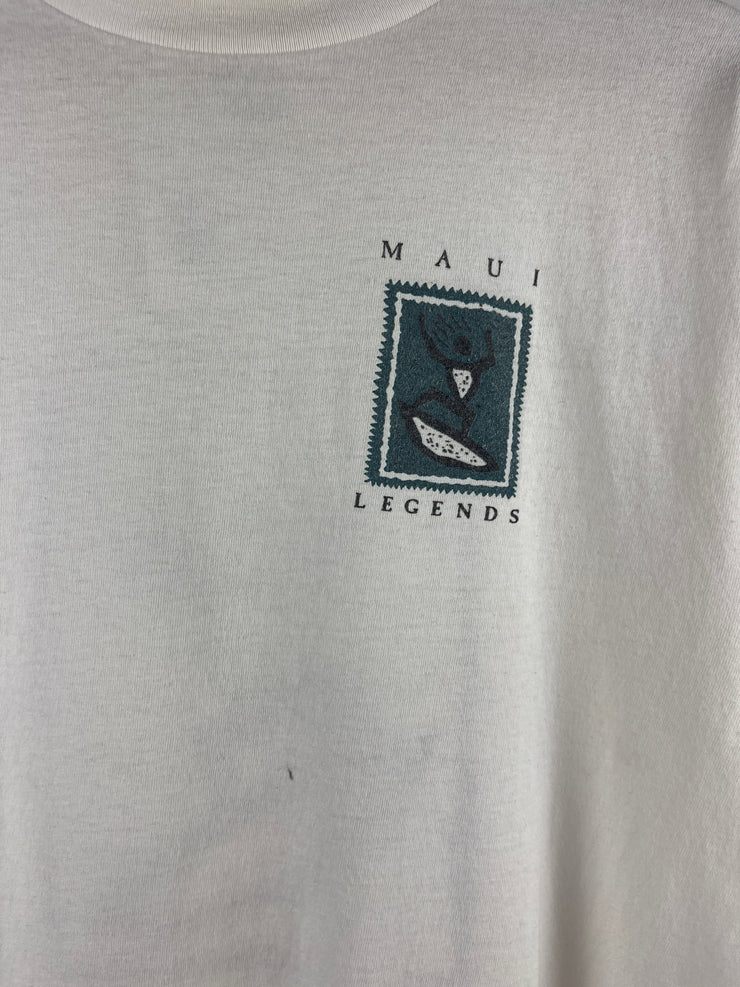 Vintage 90s Maui Legends Surfing White Tee