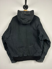 Vintage Walls Faded Black Fleece Lined Hooded Work Jacket