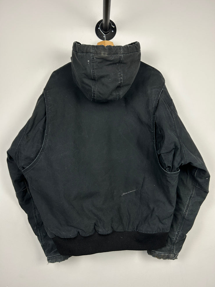 Vintage Walls Faded Black Fleece Lined Hooded Work Jacket
