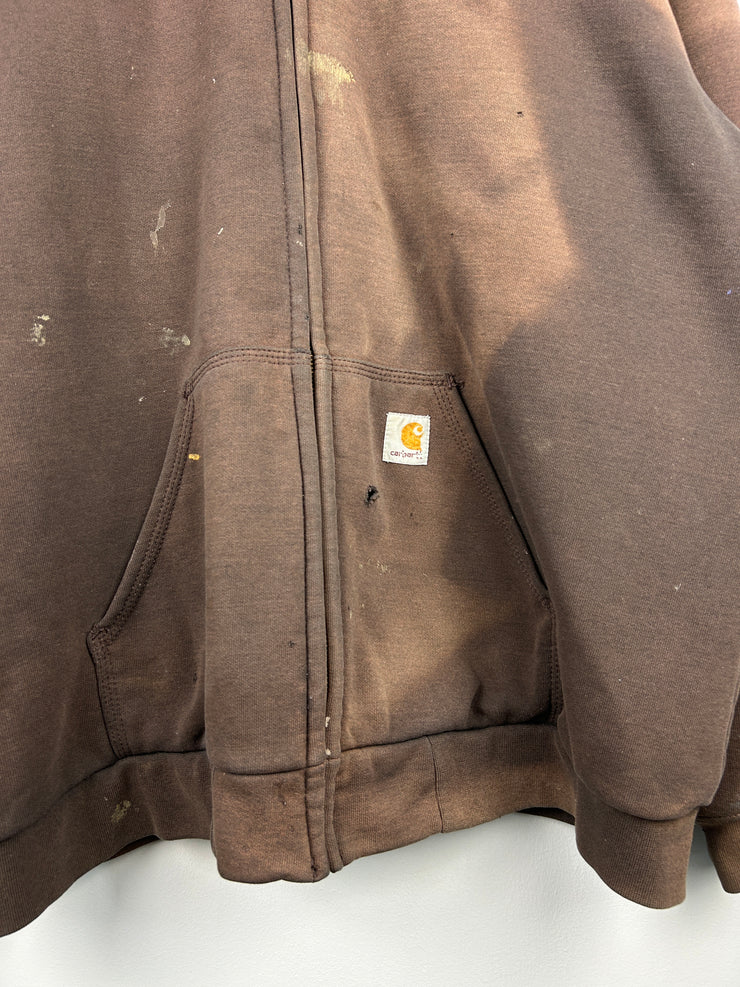 Vintage Carhartt Thermal Lined Faded Brown Zip Up Hoodie