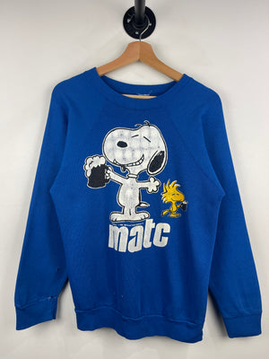 Vintage 80s Peanuts Snoopy MATC Blue Crewneck