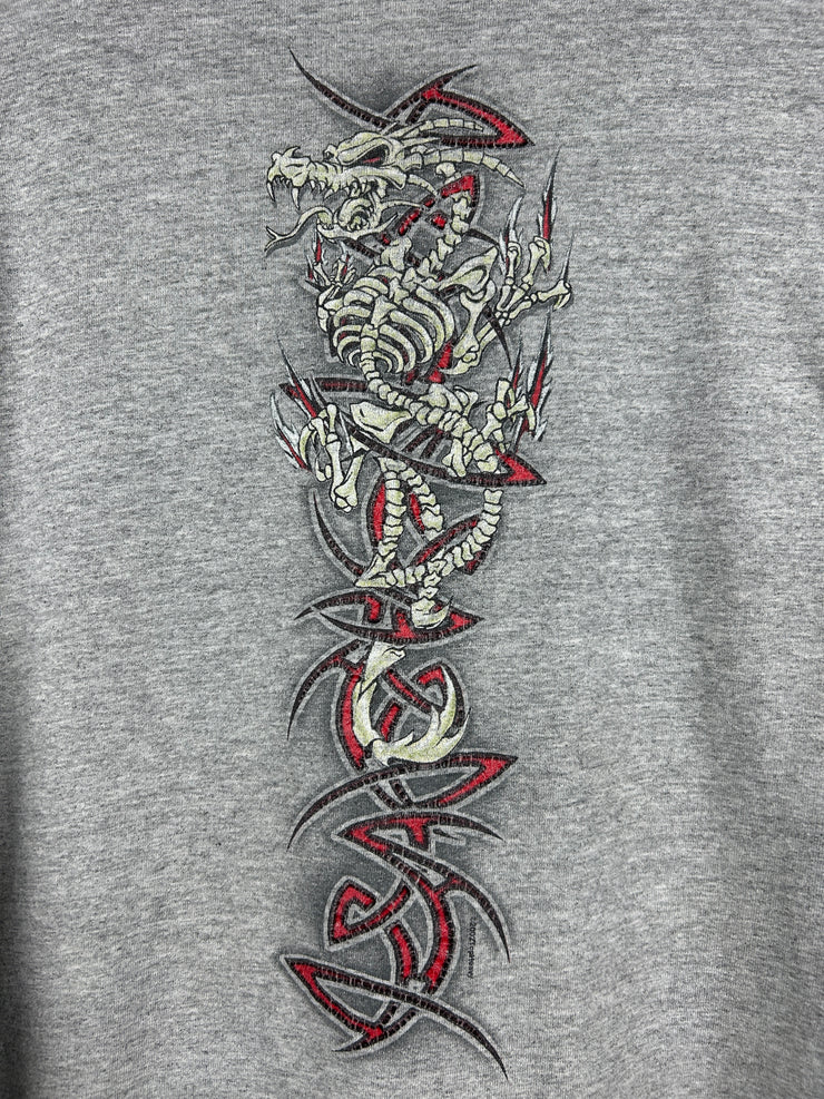 Vintage 2002 Top Heavy Dragons Tribal Grey Long Sleeve