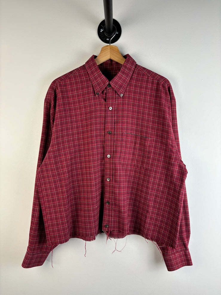 Vintage Van Heusen Cropped Red Plaid Button Up