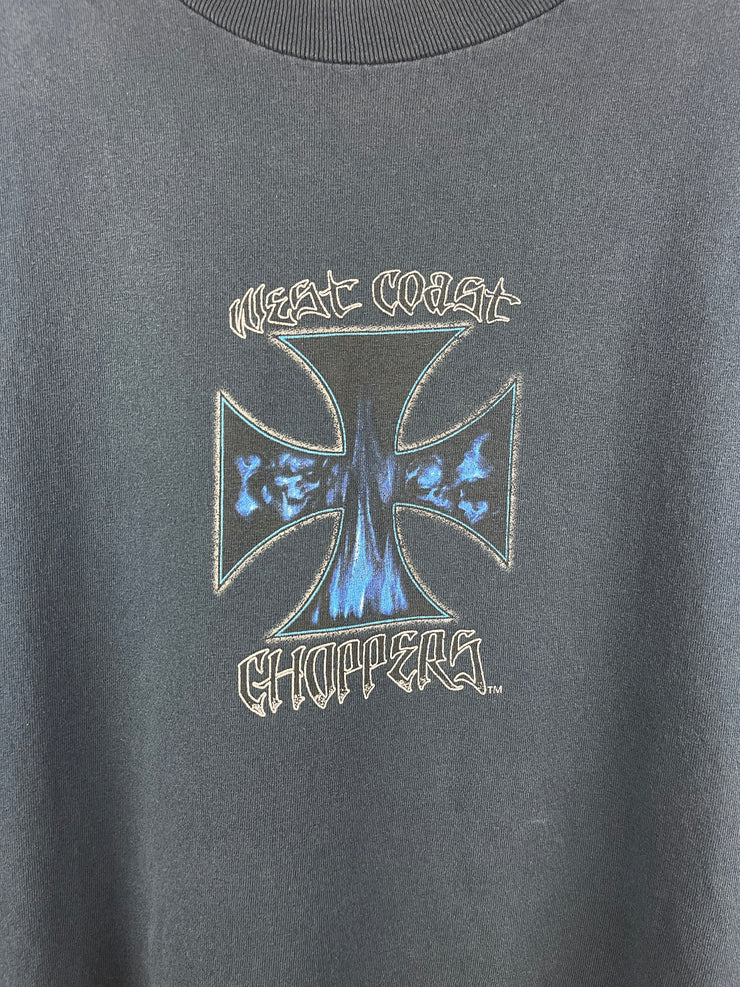 Vintage West Coast Choppers Motorcycle Navy Cut Off Tank Top