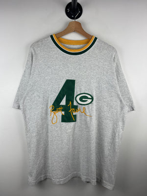 Vintage 90s NFL Legends Athletic Green Bay Packers Brett Farve Embroidered Grey Tee