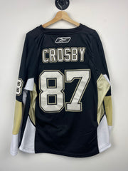 Vintage NHL Reebok Pittsburgh Penguins Crosby Authentic Fight Strap Black Hockey Jersey