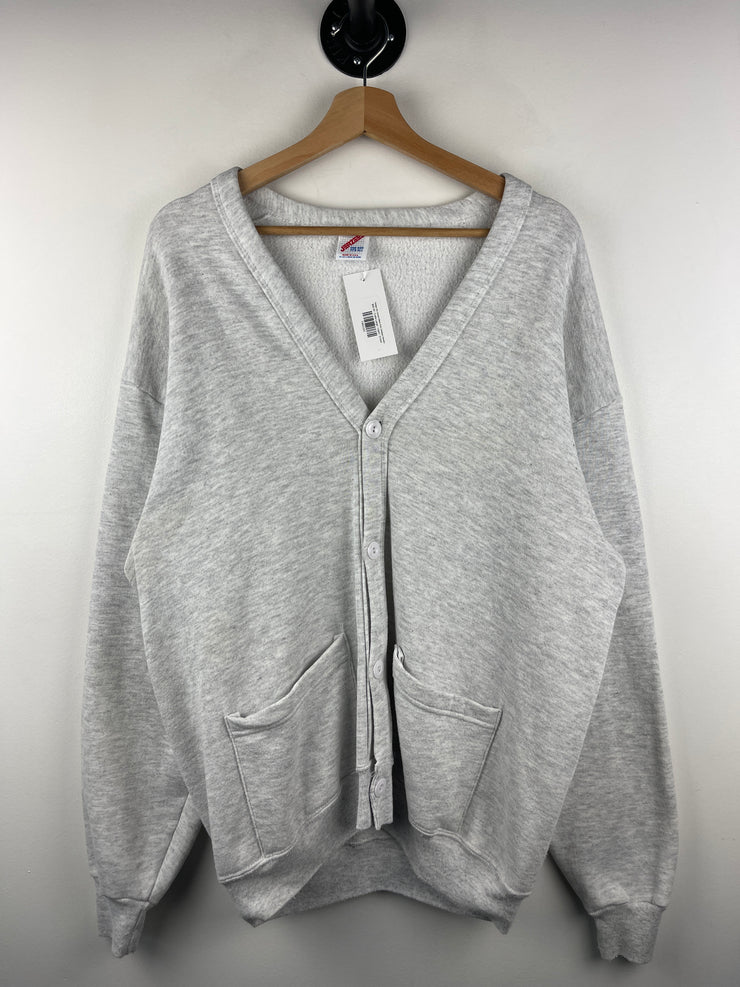 Vintage 90s Jerzees Blank Grey Cardigan Sweater