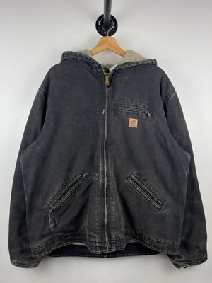 Vintage Carhartt Detroit Sherpa Lined Black Hooded Work Jacket J141 BLK