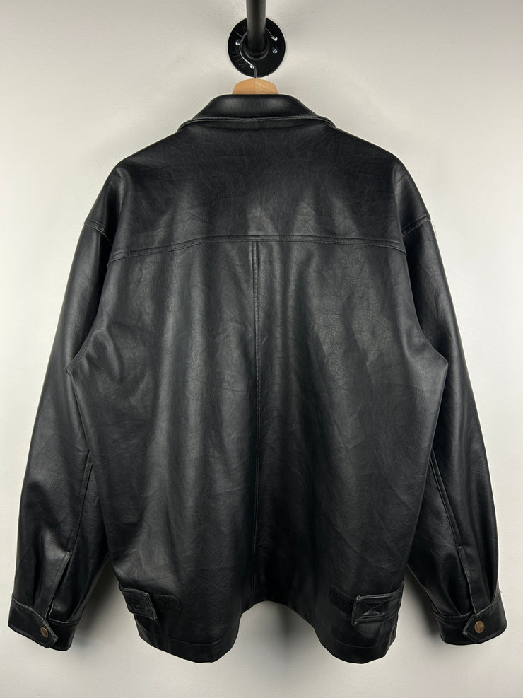 Vintage Whispering Smither Black Leather Straight Cut Jacket