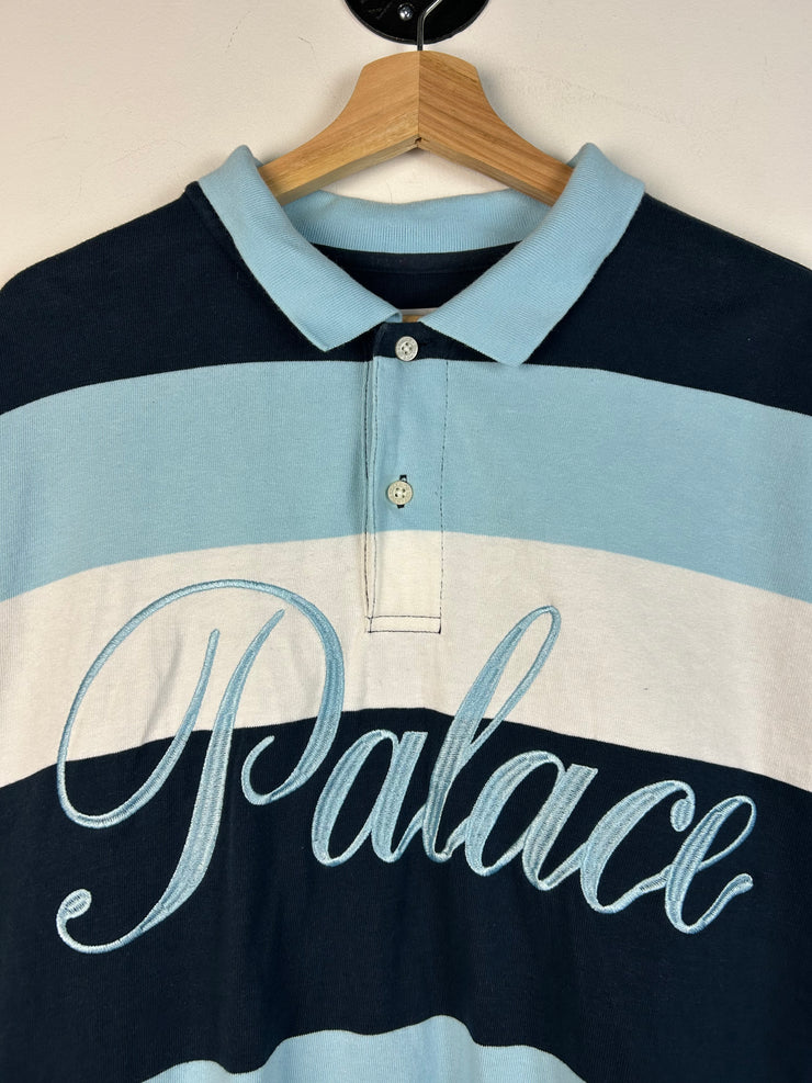 Palace Spellout Blue & White Polo Rubgy Long Sleeve