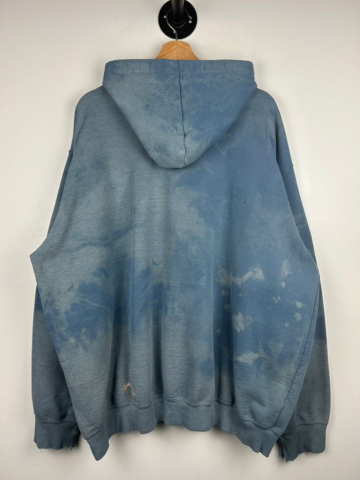 Vintage 90s Carhartt Embroidered Thrashed Blue Hoodie