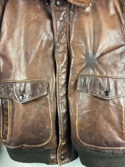 Vintage 70s Schott G-1 Brown Leather Lined Flight Bomber Jacket