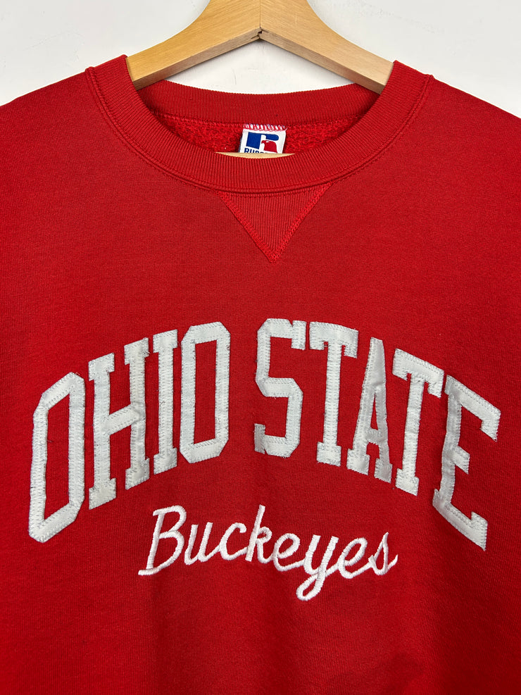 Vintage 90s Russell Athletic Ohio State Buckeyes Embroidered Red Crewneck