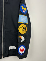 Off White Diagonal Patches Black Zip Up Hoodie