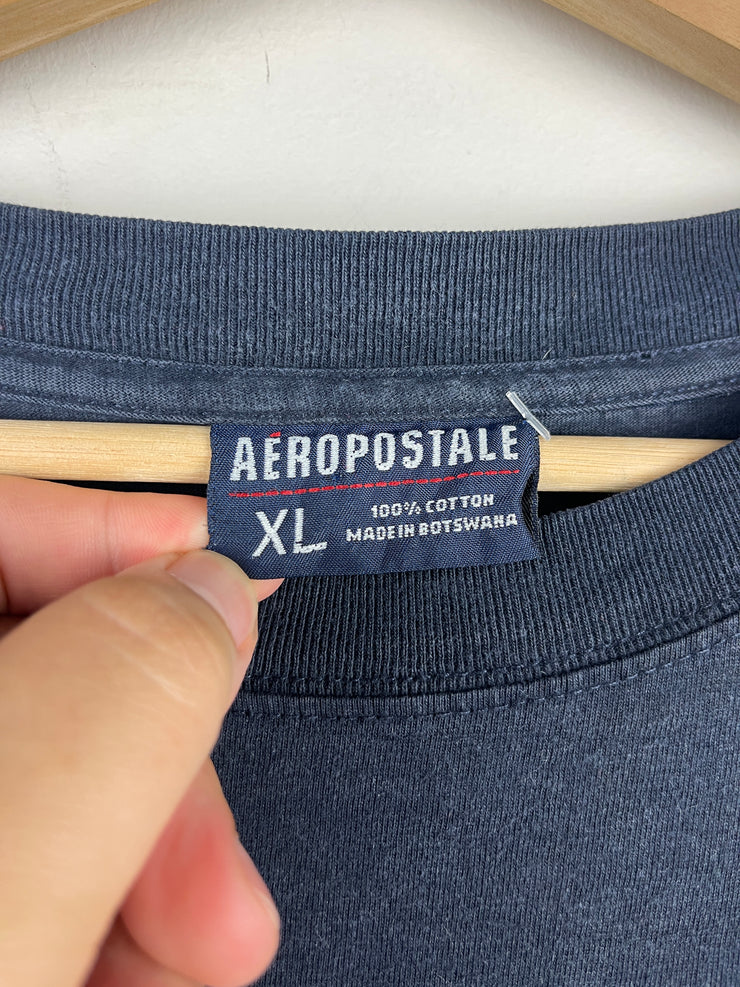 Vintage 90s Aeropostale Spellout Faded Navy Tee