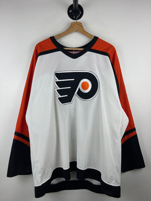 Vintage 90s NHL CCM Philadelphia Flyers Dainius Zubrus White Signed Hockey Jersey