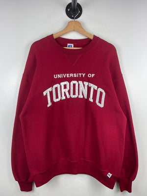 Vintage 90s Russell Athletic University Of Toronto Embroidered Red Crewneck