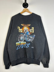 Vintage 1992 The Dream Lives Motorcycle Black Crewneck