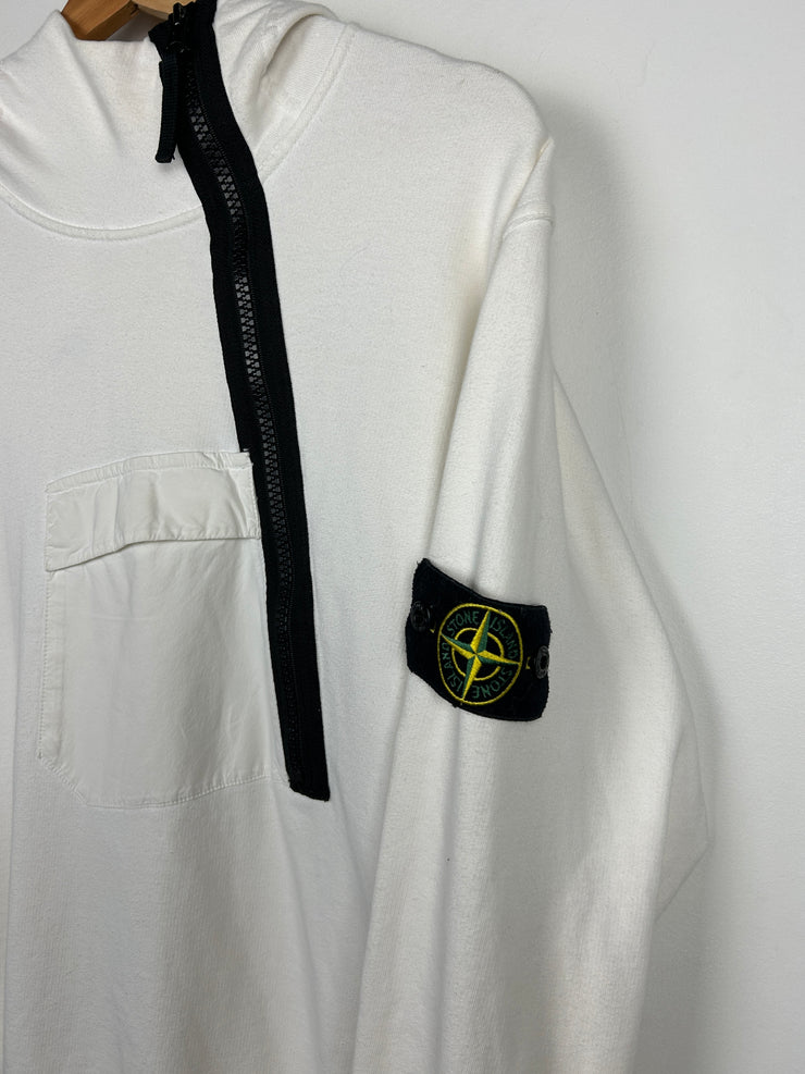 Stone Island Side Zip White Hoodie