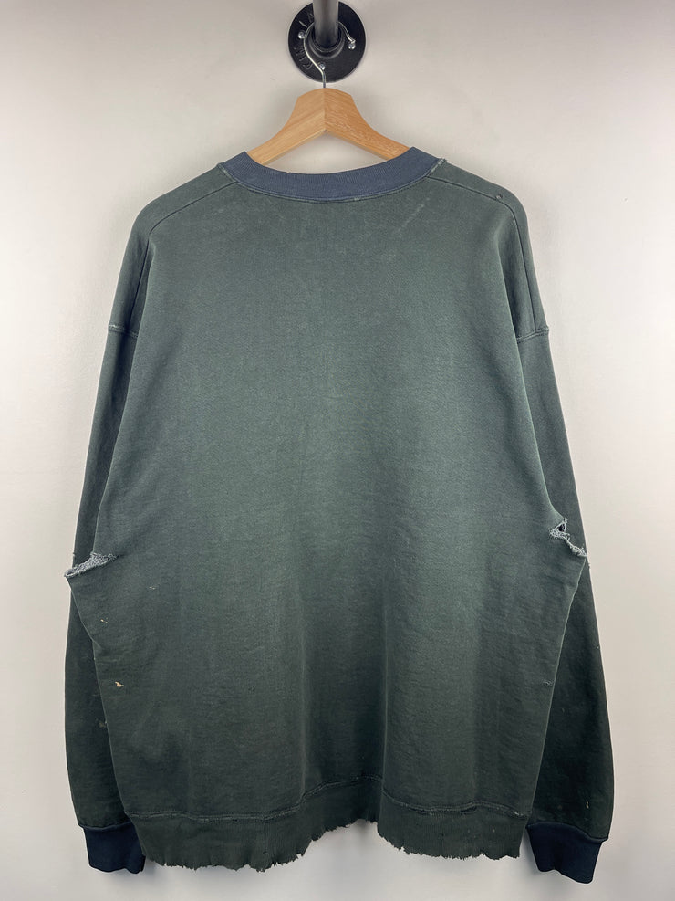 Vintage 90s Syracuse University Thrashed Faded Black Crewneck