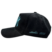 Studio 1999 NY Double Logo Black & Teal Corduroy Snapback Hat