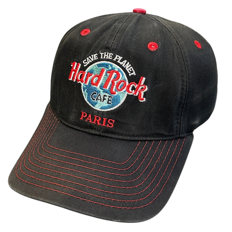 Vintage 90s Hard Rock Café Paris Black Snapback Hat