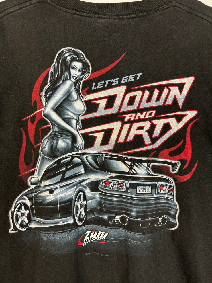 Vintage 2002 Zum Speed Honda Civic Lets Get Down And Dirty Black Tee