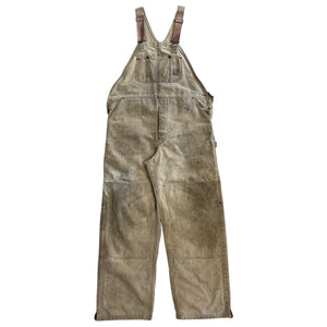 Vintage 90s Carhartt Double Knee Thrashed Light Brown Insulated Overalls