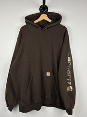 Vintage Carhartt Camo Spellout Brown Hoodie