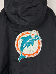 Vintage 90s NFL Pro Player Miami Dolphins Black & Teal Hooded Reversible Hooded Jacket