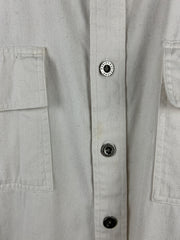 Vintage Harley Davidson Patch Cream Button Up Long Sleeve Shirt