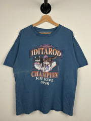 Vintage 90s Dog Sledding Blue Tee