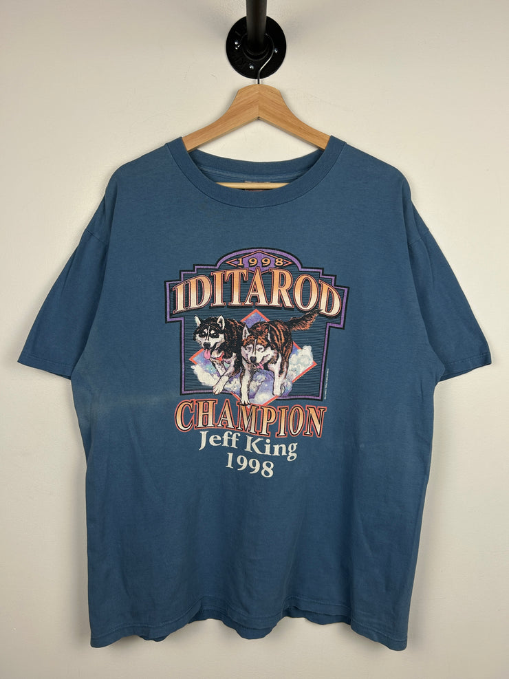 Vintage 90s Dog Sledding Blue Tee