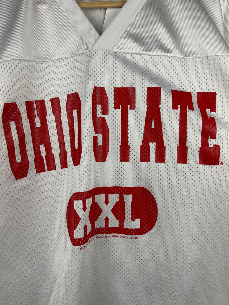 Vintage 90s Red Oak Ohio State White & Red Football Jersey