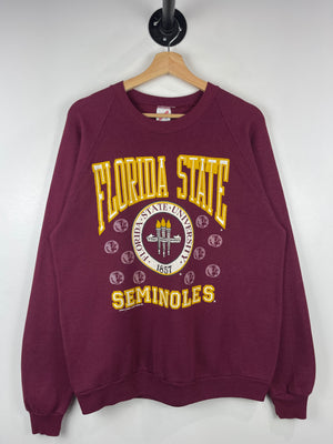 Vintage 90s Florida State Seminoles University Puff Print Burgundy Crewneck