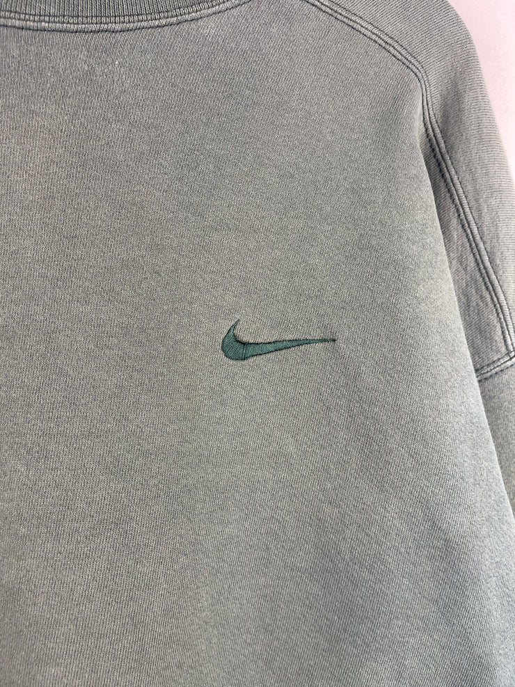Vintage 90s Nike Mini Swoosh Tonal Green Crewneck