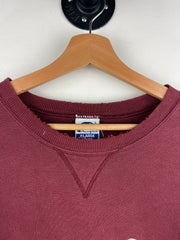 Vintage 90s Champion Spellout Embroidered Thrashed Burgundy Crewneck