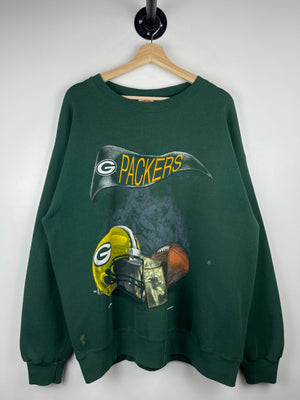 Vintage 90s NFL Nutmeg Green Bay Packers Embroidered Green Crewneck