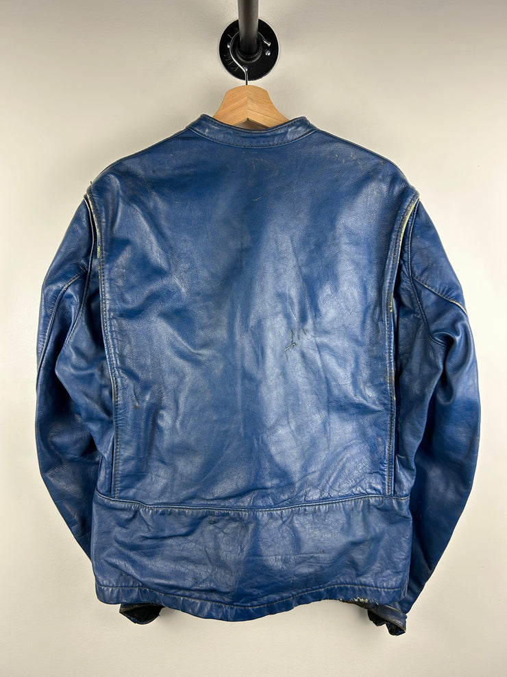 Vintage 60s Brooks Café Racer Two Tone Blue & White True Vintage Leather Jacket