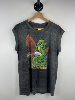 Vintage 80s Harley Davidson The Eagle Has Landed Dragon Pennsylvania Faded Black Tank Top